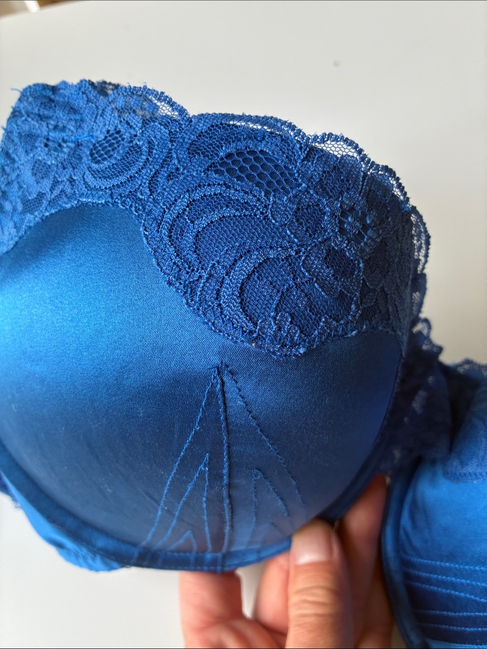 Stella McCartney Blue Satin Lace Push-Up Bra - Picture 5 of 9